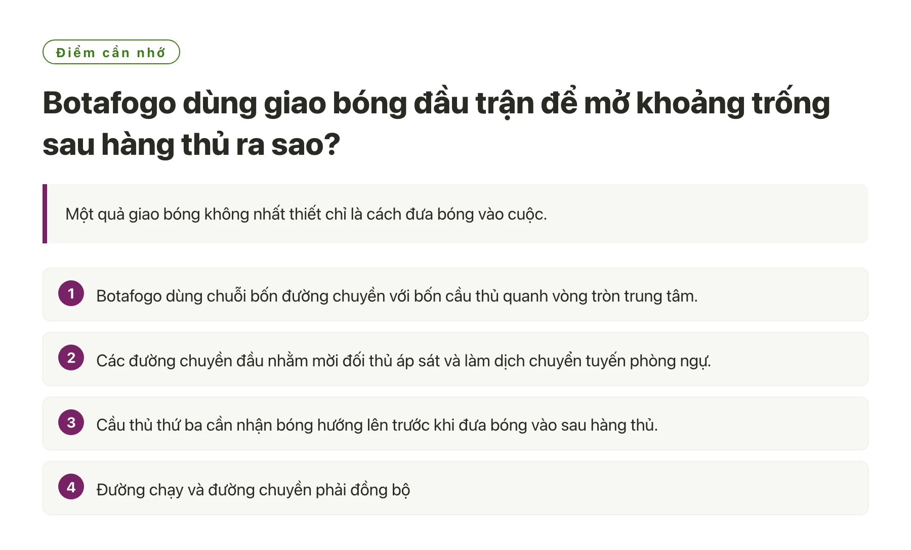 Botafogo dùng giao bóng đầu trận để mở khoảng trống sau hàng thủ ra sao?——全文要点速览